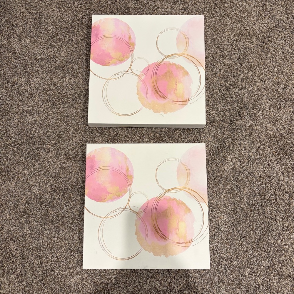 Abstract Pink and Gold Canvas Set of 2